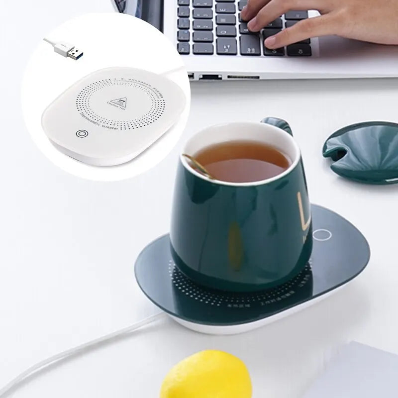 Taza C/ Calentador Eléctrico + Cuchara y Caja Verde