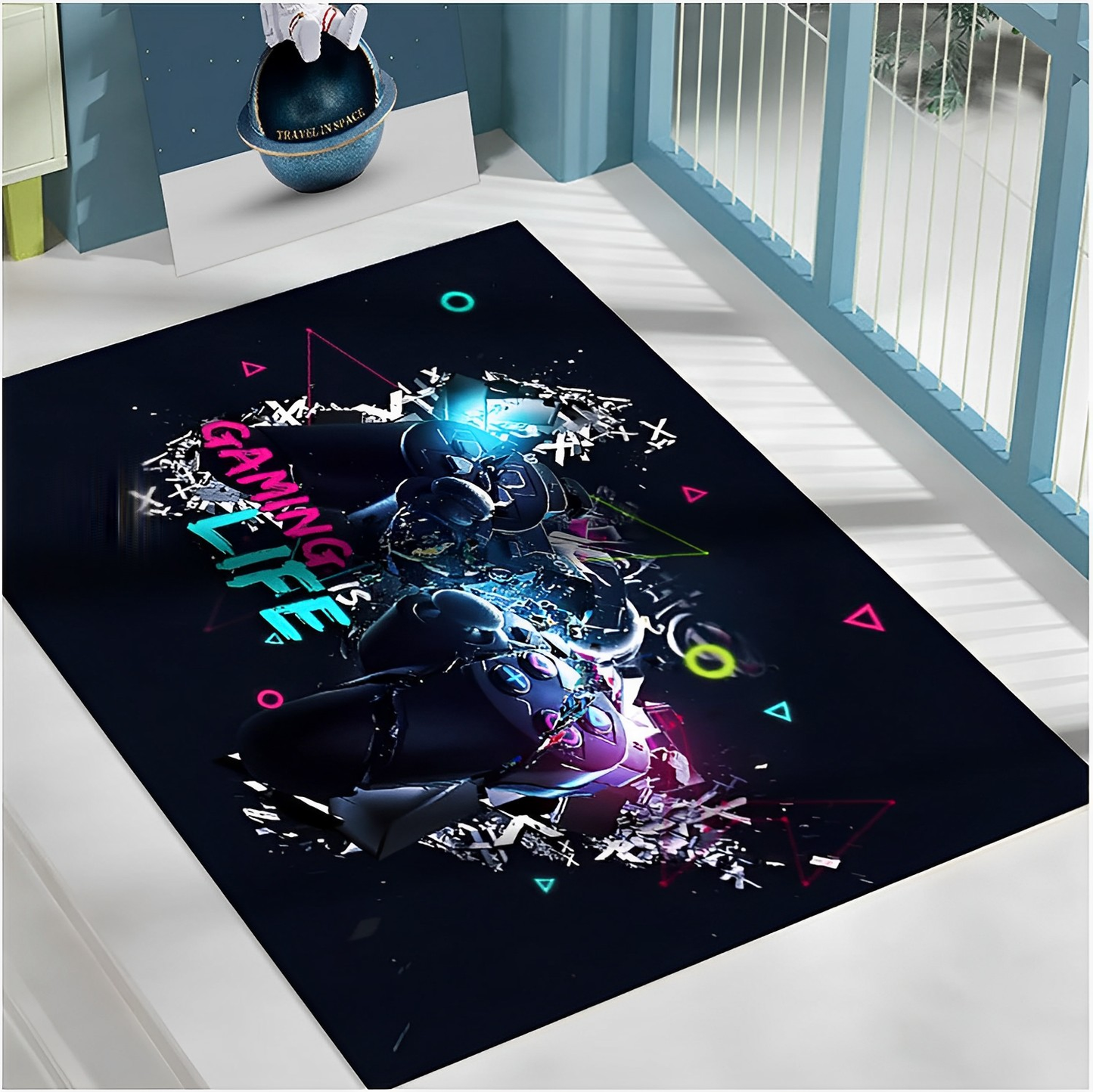 Alfombra Gamer 200x150 Decoración 3D Antideslizante