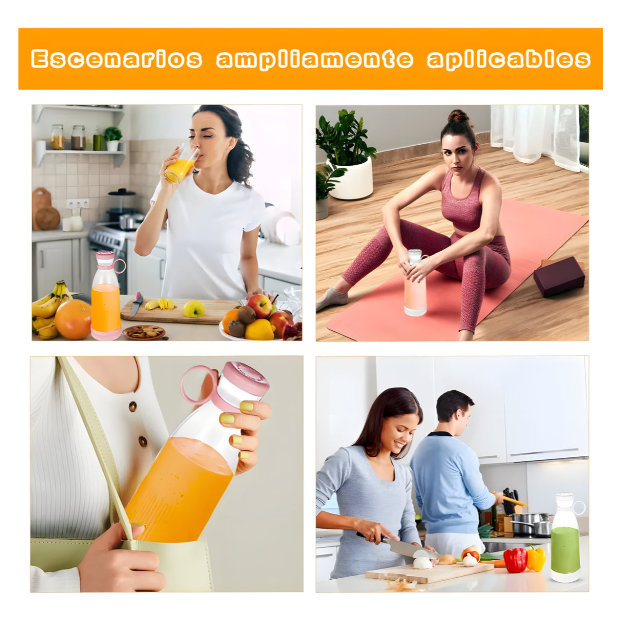 Juguera Vaso Portátil USB Recargable 420ml Rosada