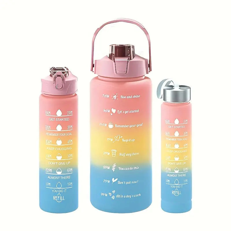 Set 3 Botellas Agua Motivacionales 2L 900ml 300ml