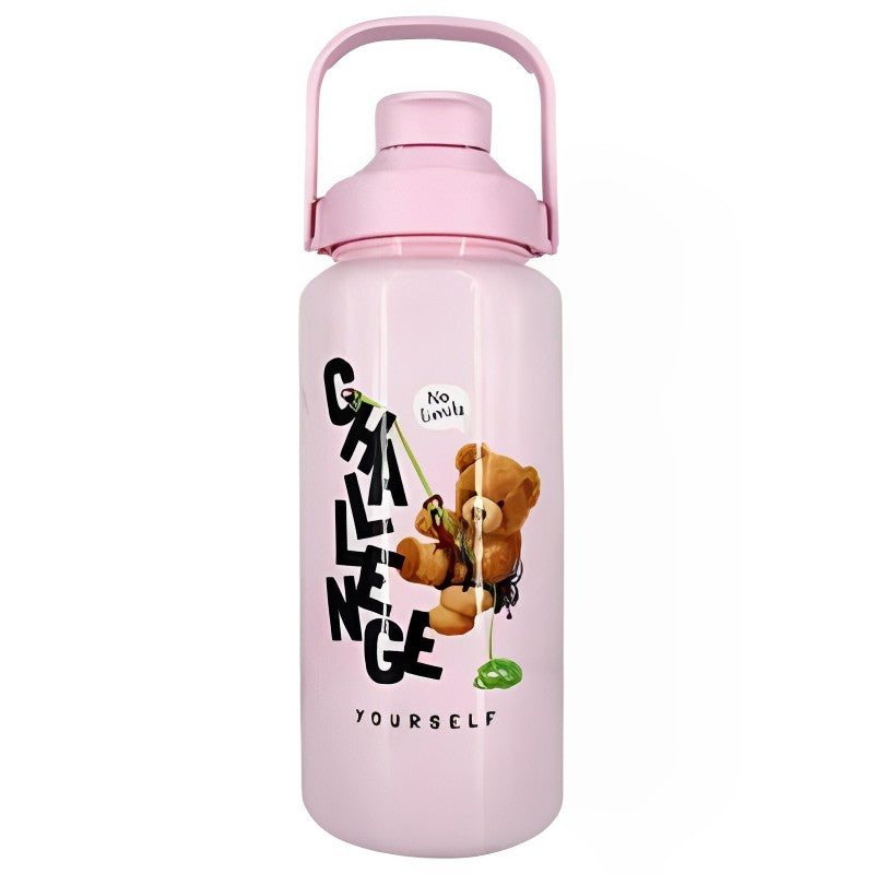 Botella Agua Deporte Motivacional 2 Litros con Bombilla