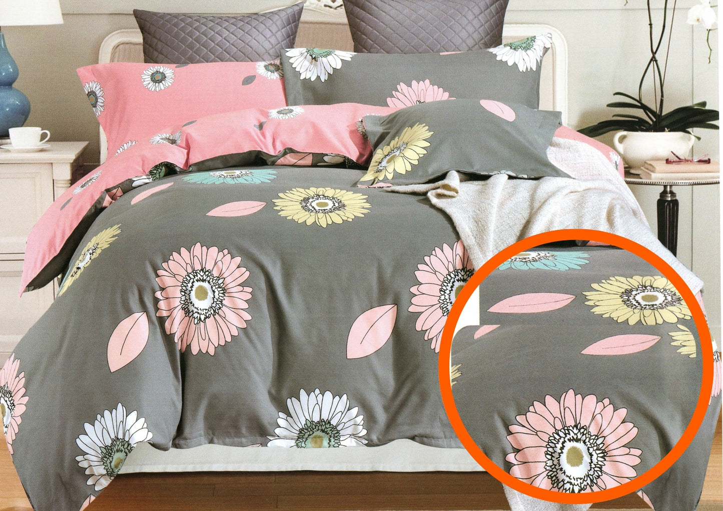 Juego Sábanas 2 Plazas Algodón Con Diseño Flores