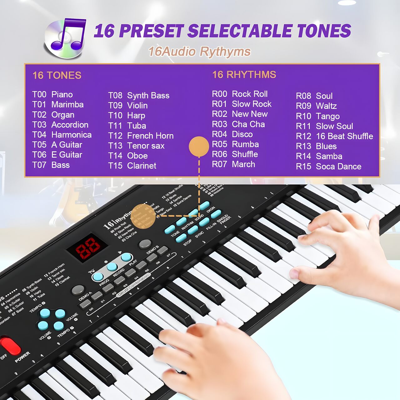 Teclado piano electrónico Niños 61 teclas con micrófono