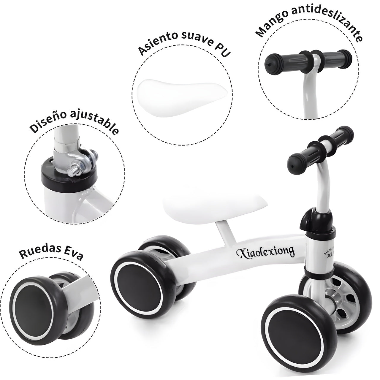 Bicicleta Equilibrio Andador Correpasillo Sin Pedales Blanco