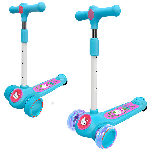 Scooter Monopatin Hello Kitty con Luces LED Ajustable Celeste