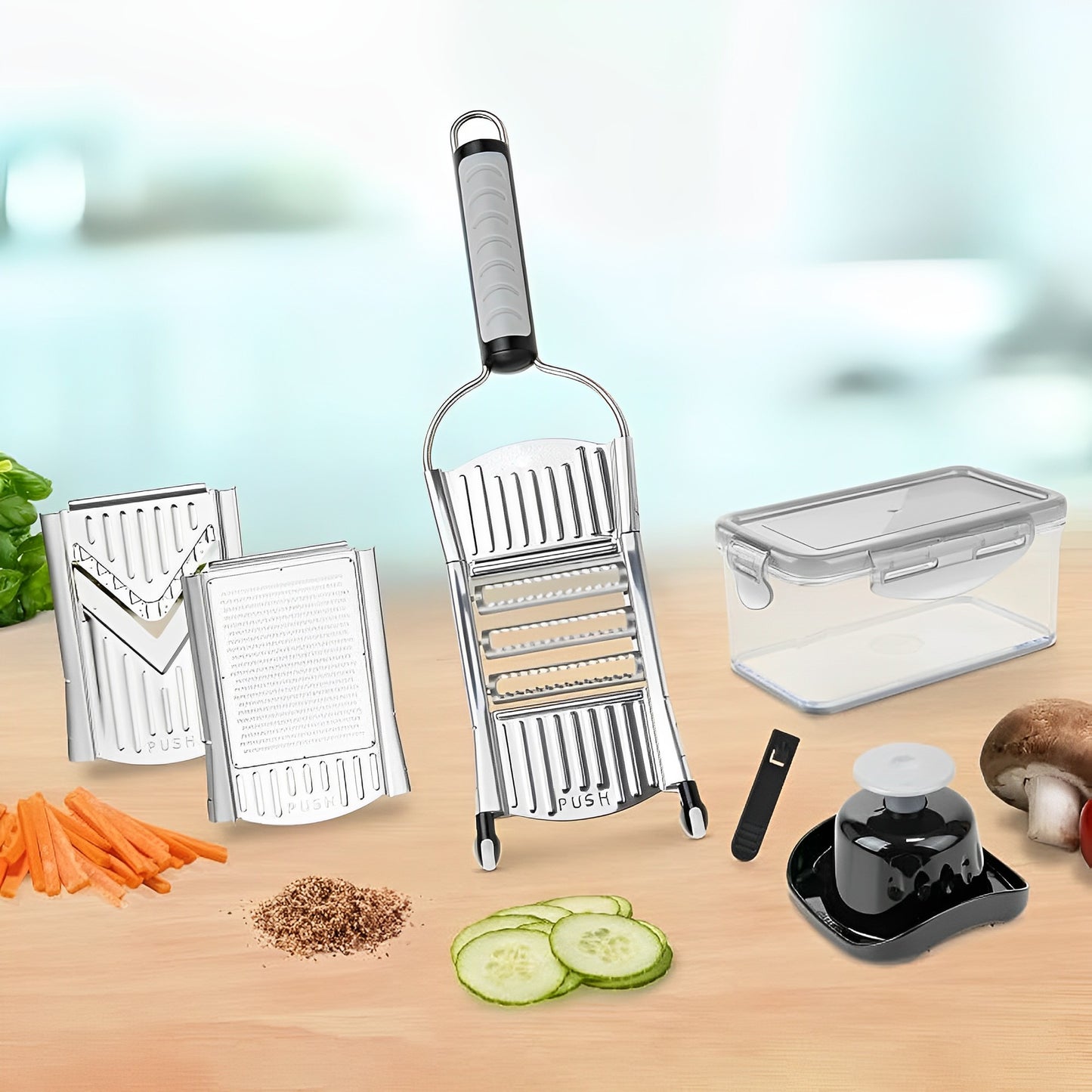 Picador Rallador Metálico Multifuncional 6 en 1 Cocina
