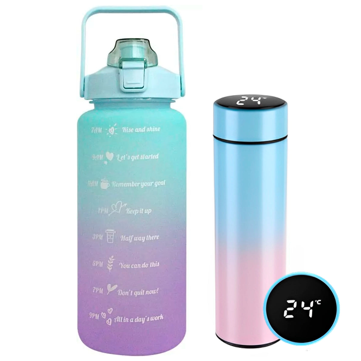 Pack Termo Digital Pantalla Led + botella Deportiva 2 Litros