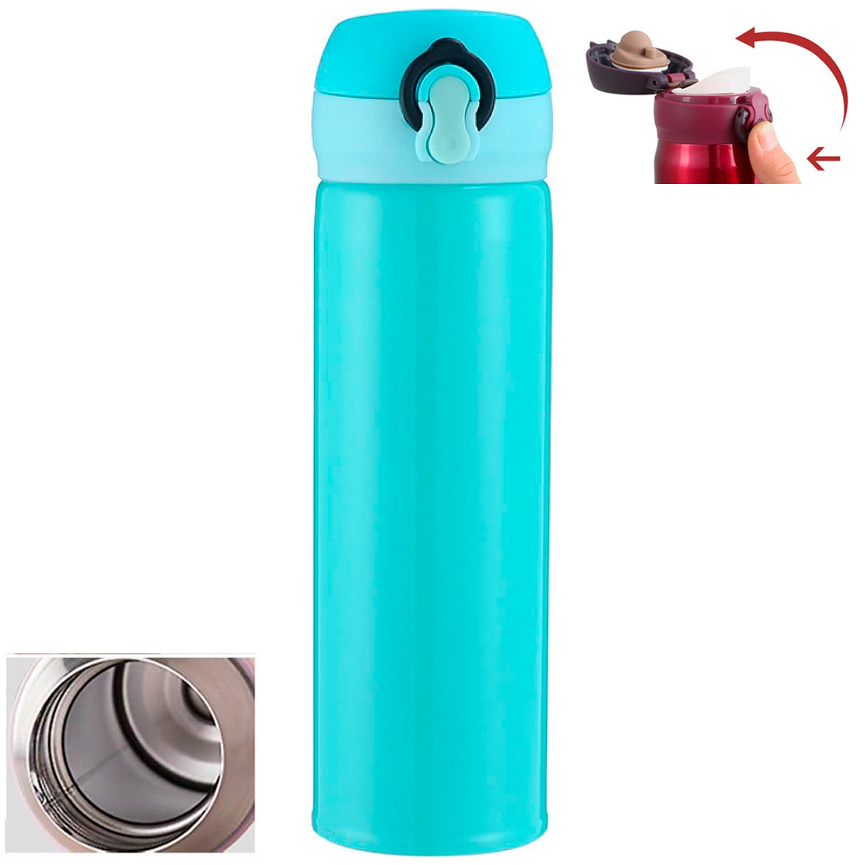 Termo Acero Inox 500ml. Frío/Calor Portátil Turqueza