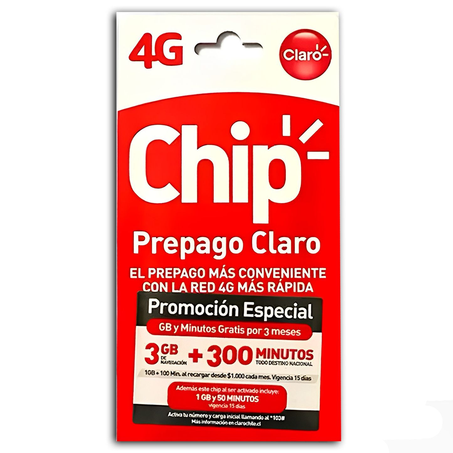Chip Prepago Claro 3 Gb + 300 Minutos