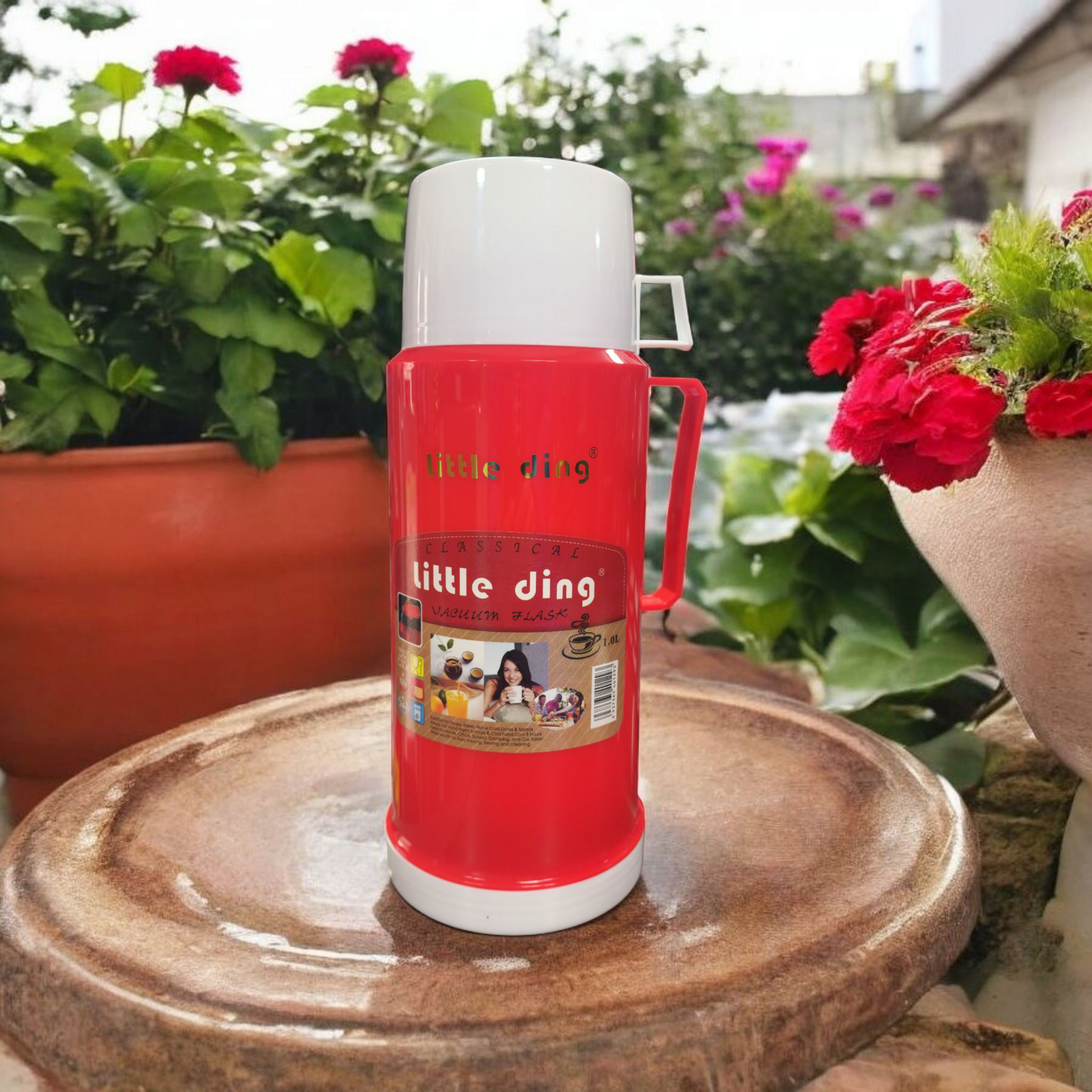 Termo Gran Capacidad 1Lt C/ Taza Mate/Café Rojo