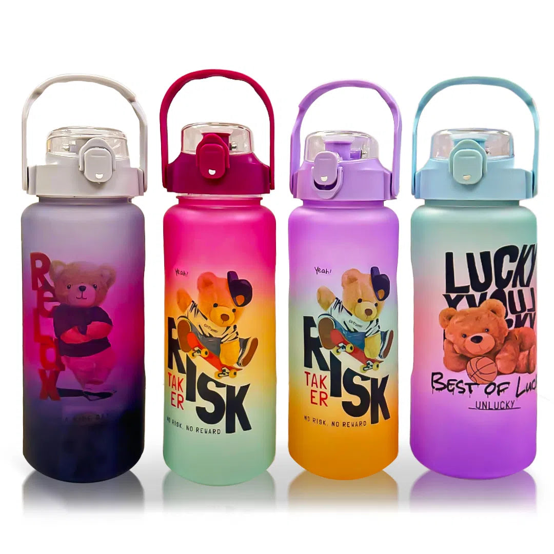 Botella Agua Deporte Motivacional 2 Litros con Bombilla