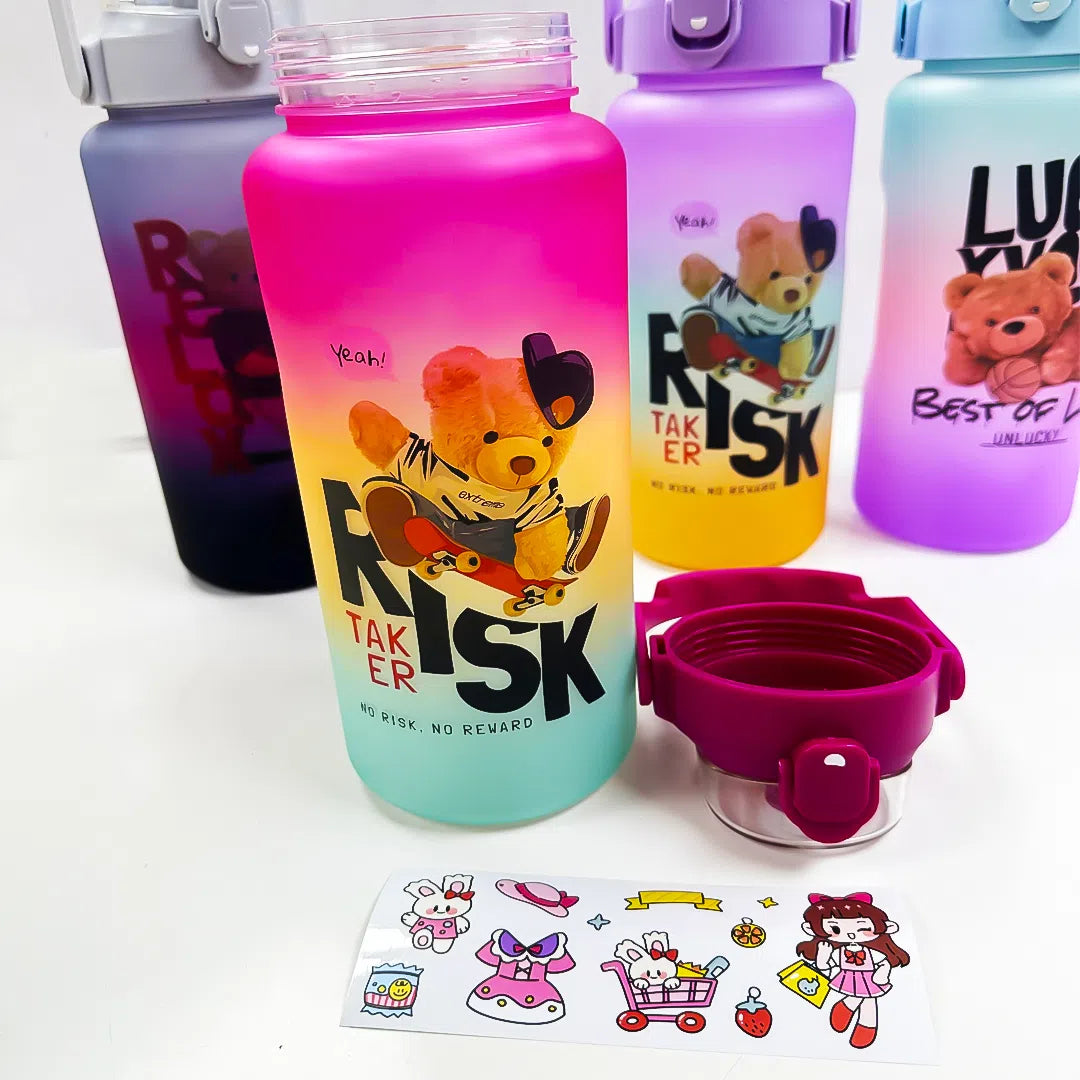 Botella Agua Deporte Motivacional 2 Litros con Bombilla