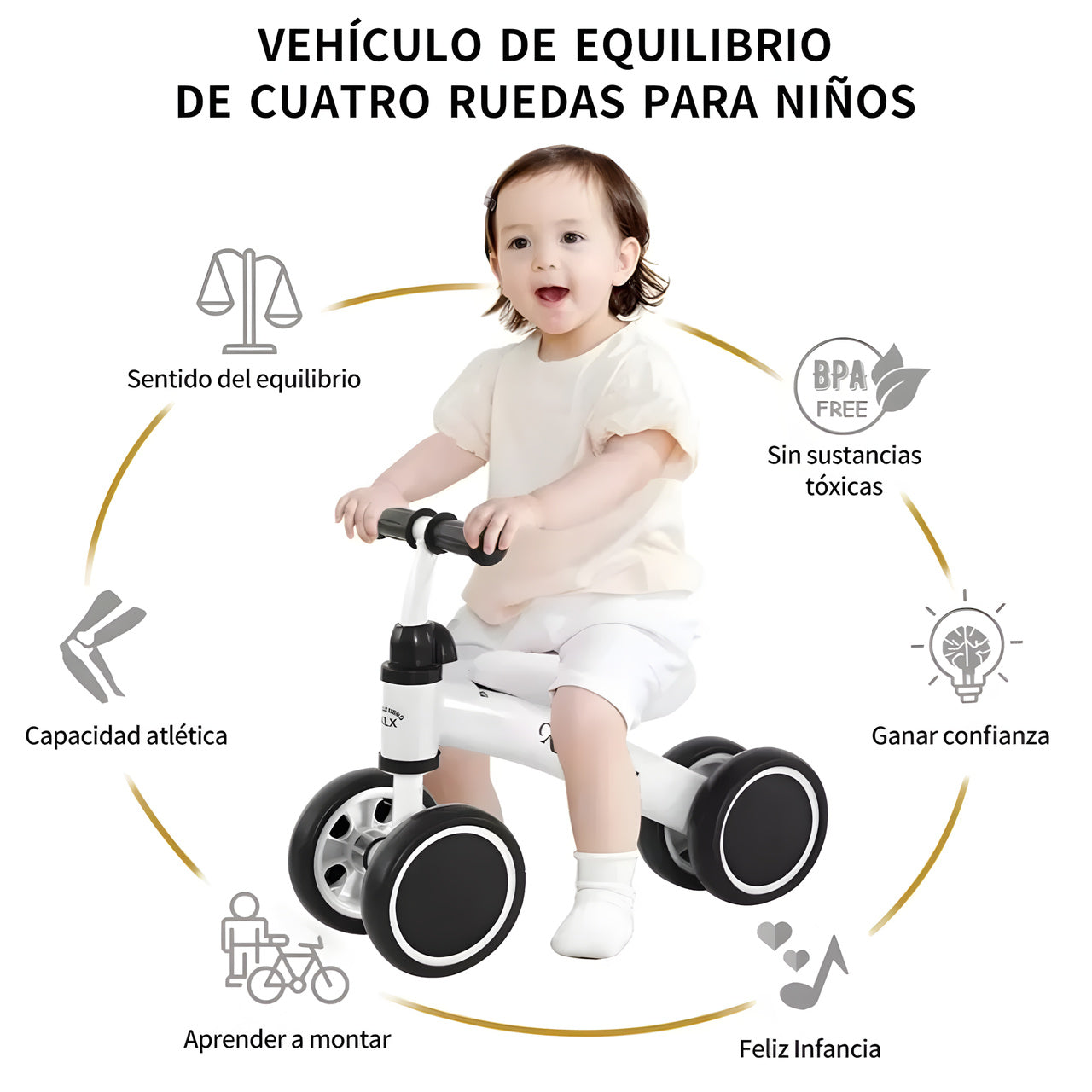 Bicicleta Equilibrio Andador Correpasillo Sin Pedales Blanco