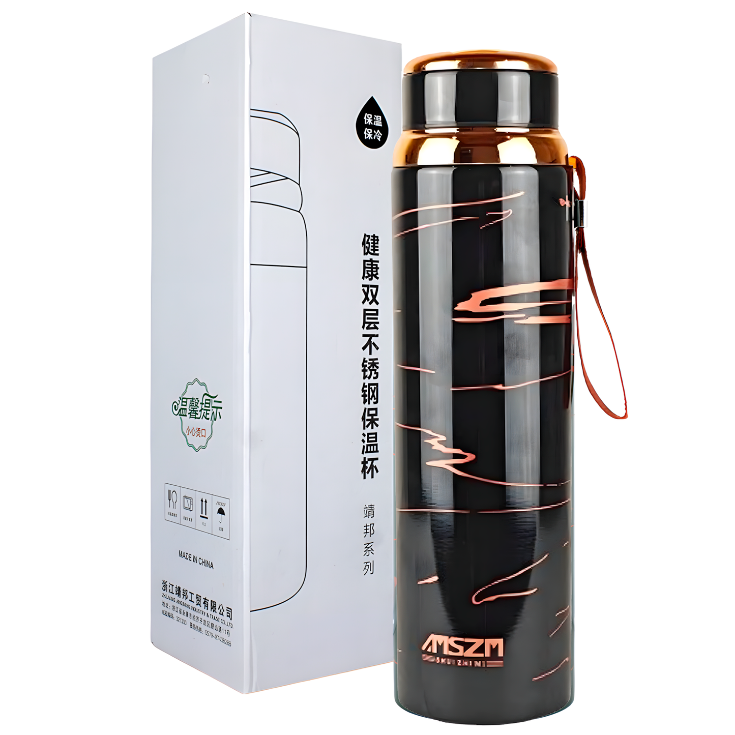 Termo Botella 800ml Acero Inox. Frío/Calor Negro