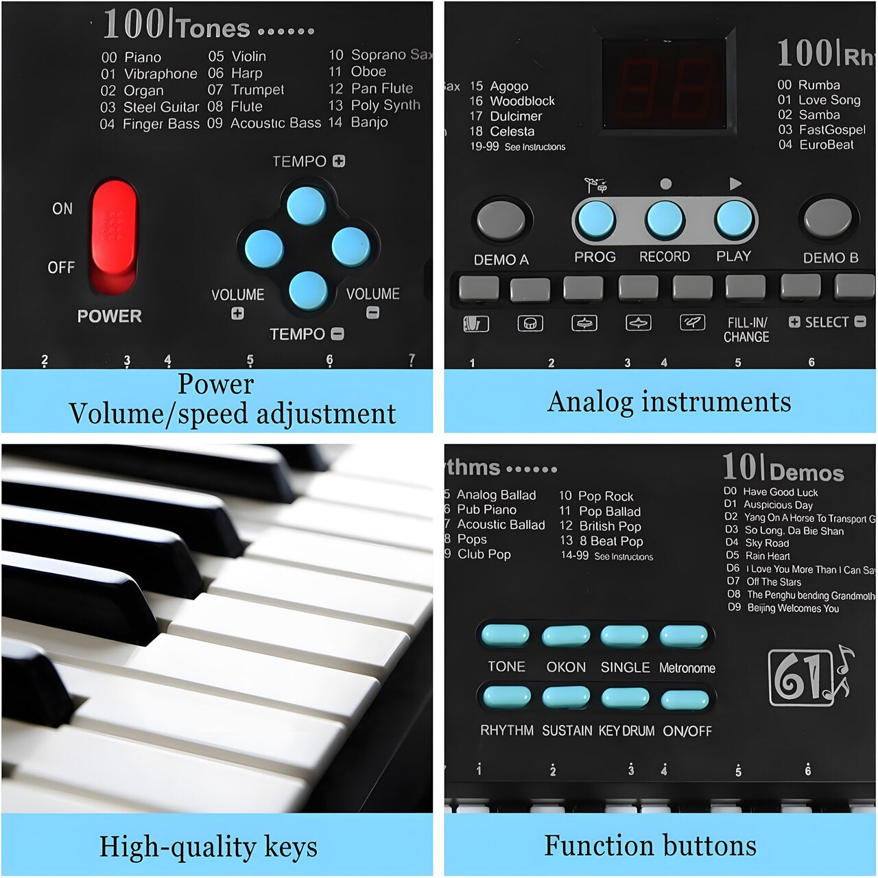 Teclado piano electrónico Niños 61 teclas con micrófono