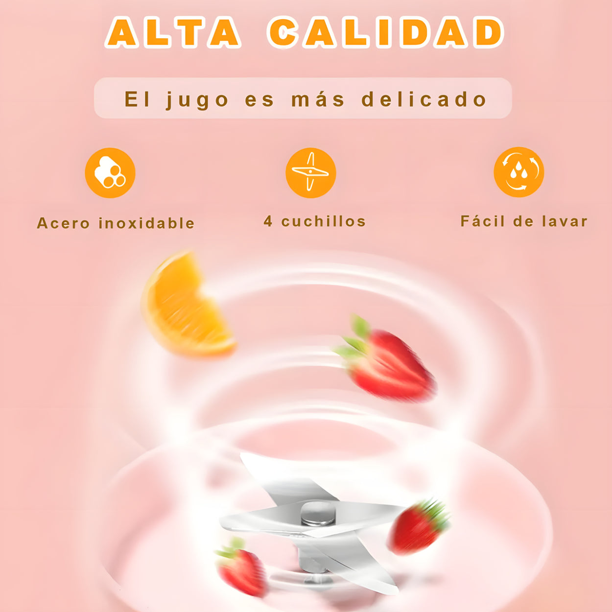 Juguera Vaso Portátil USB Recargable 420ml Rosada