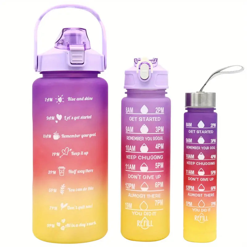 Set 3 Botellas Agua Motivacionales 2L 900ml 300ml