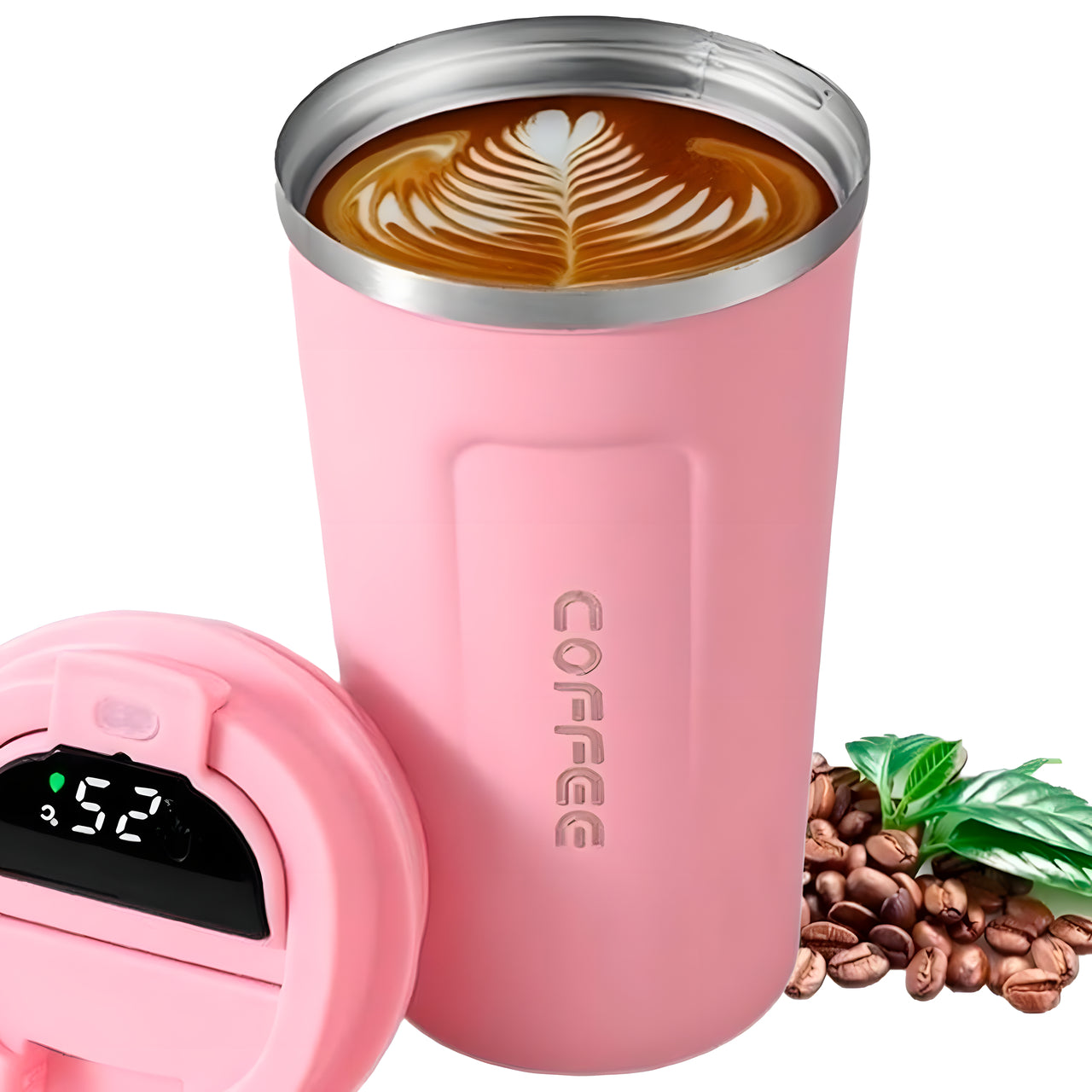 Vaso Térmico Digital 380ml Acero Inox. Rosado