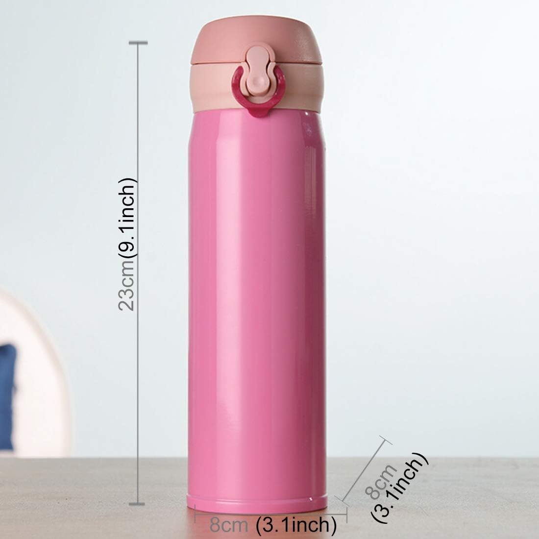 Termo Acero Inox 500ml. Frío/Calor Portátil Rosado