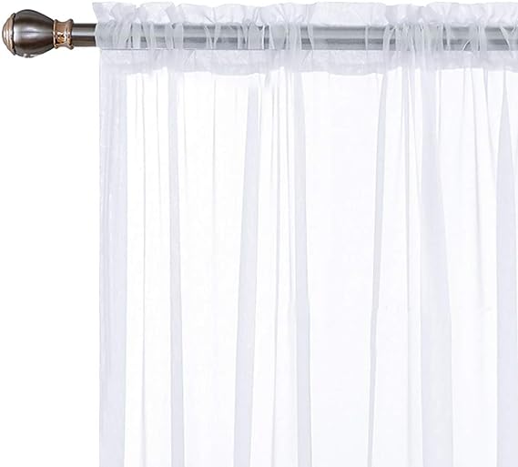 Visillo Velo Liso Blanco 130x210cm 2 Paños