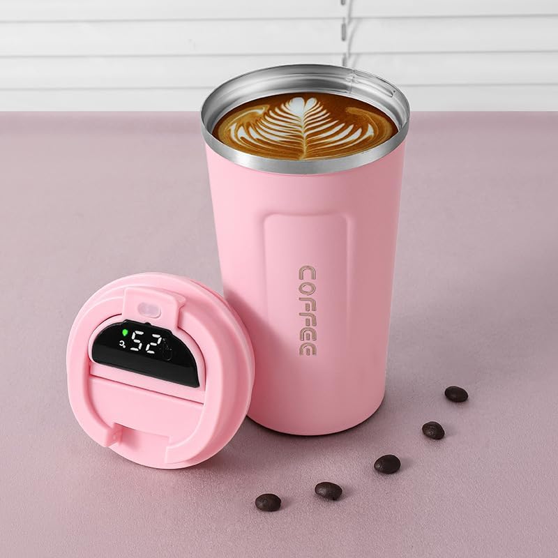 Vaso Térmico Digital 380ml Acero Inox. Rosado