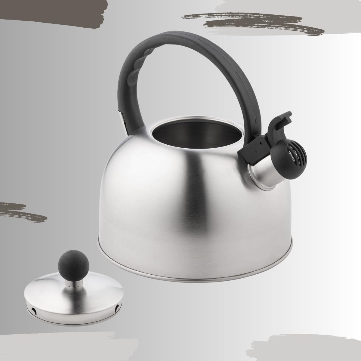 Tetera Acero Inox 1.8L Silbato Abre Fácil Cocina Plata