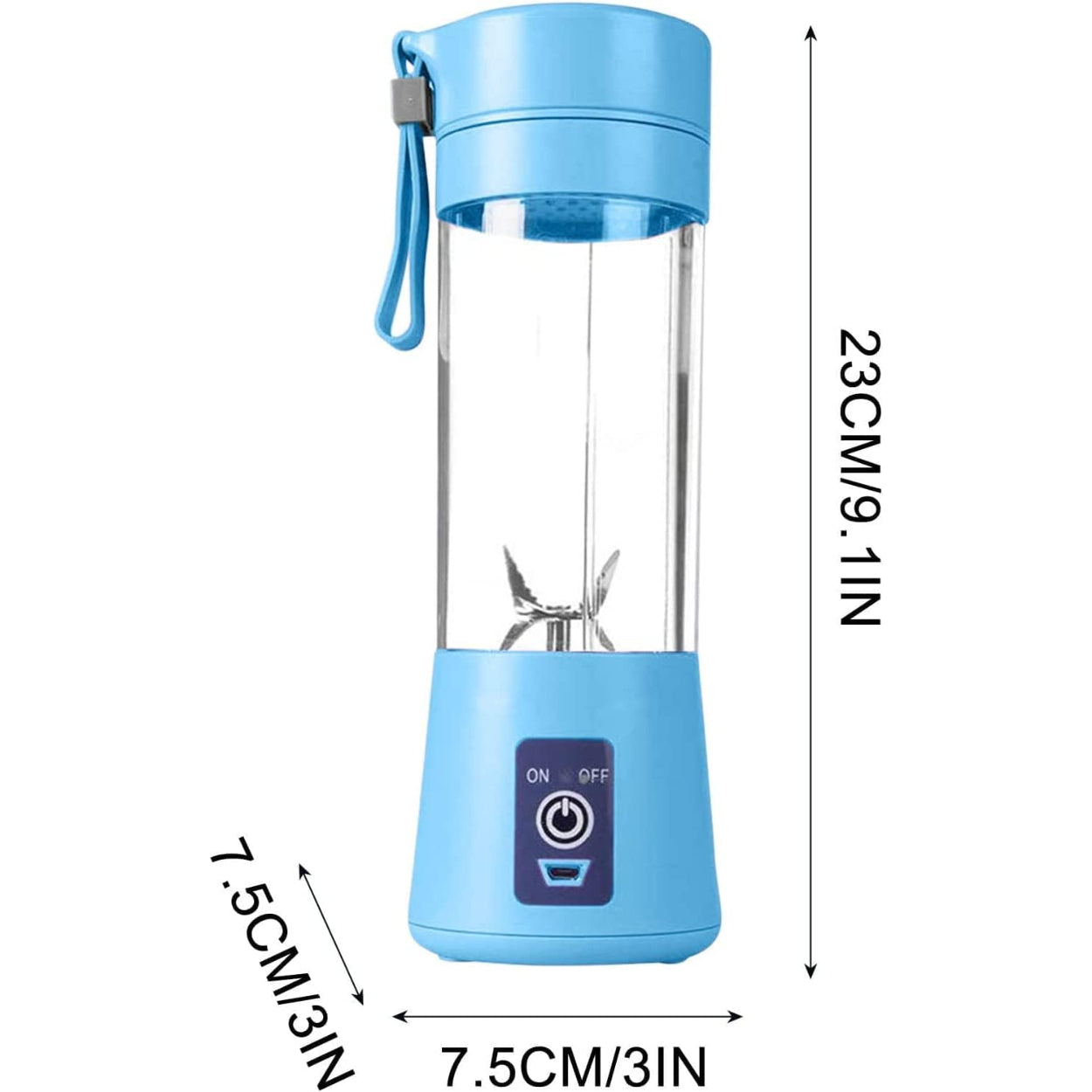 Juguera Licuadora 380ml Portátil USB Recargable Celeste