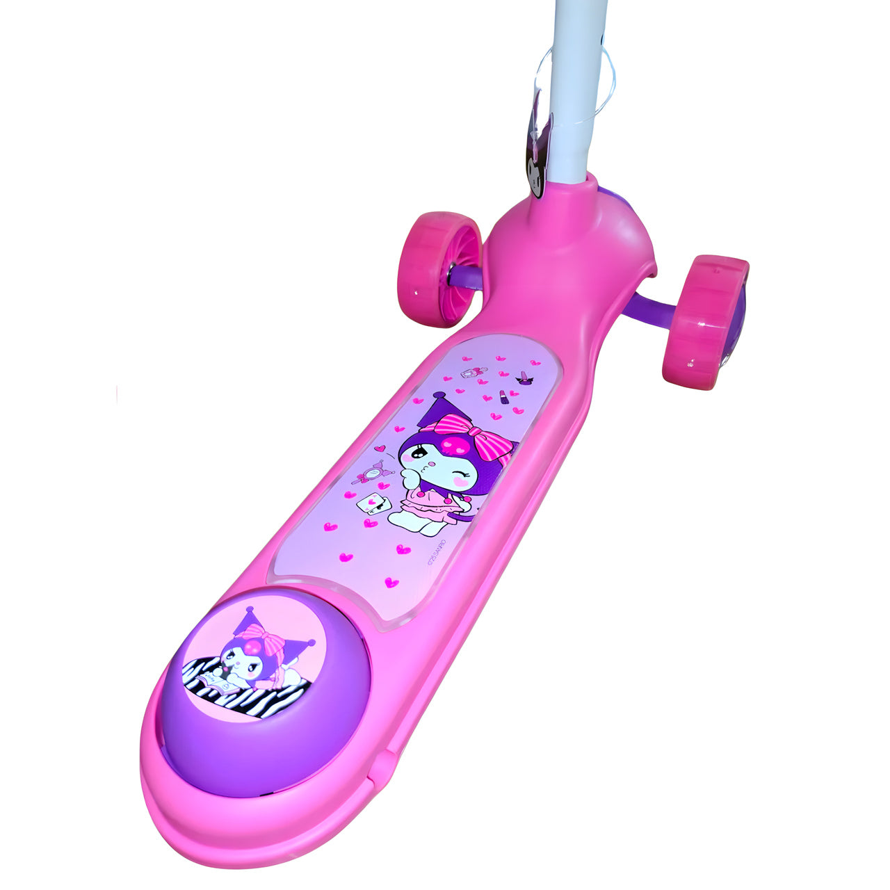 Scooter Monopatin Kuromi con Luces LED Ajustable Rosada