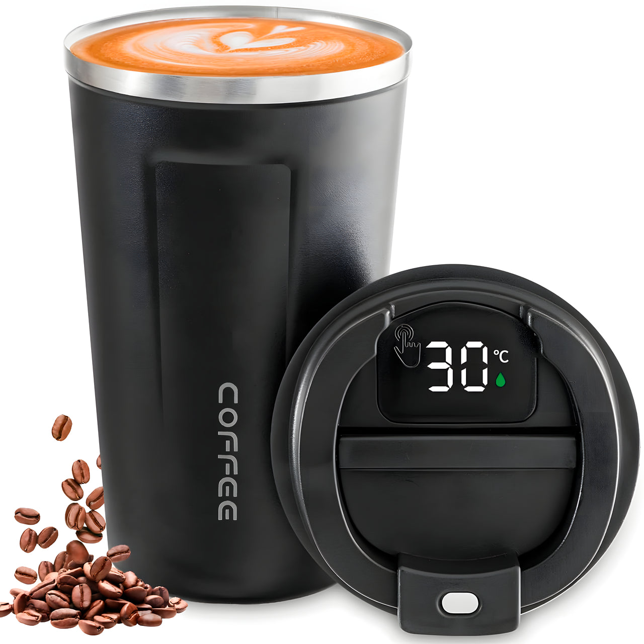 Vaso Térmico Digital 500ml Acero Inox. Negro