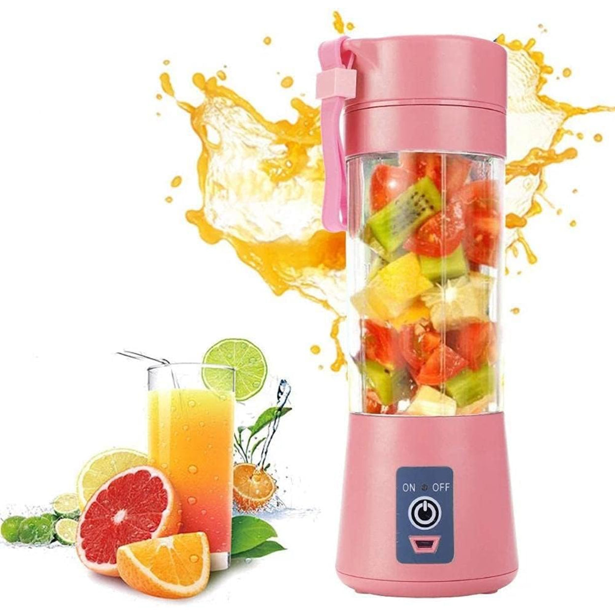 Juguera Licuadora 380ml Portátil USB Recargable Rosado