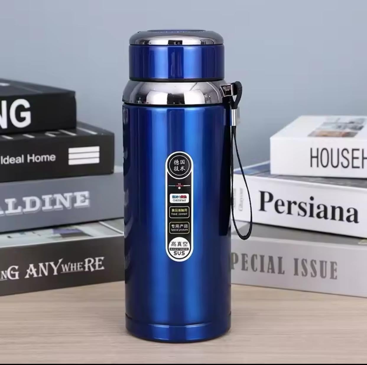Termo 1 Litro Acero Inoxidable. Gran Capacidad Azul