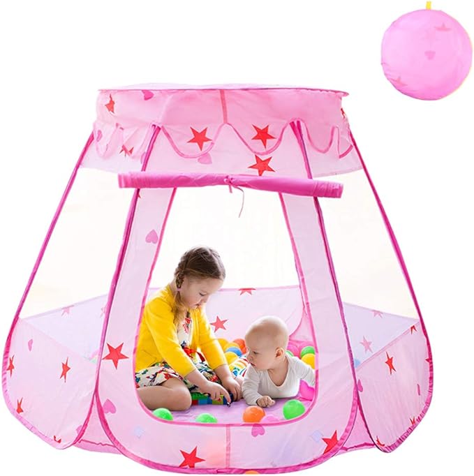 Carpa Hexagonal Plegable Portátil Niña Rosada 114x92cm