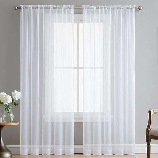Visillo Velo Liso Blanco 130x210cm 2 Paños