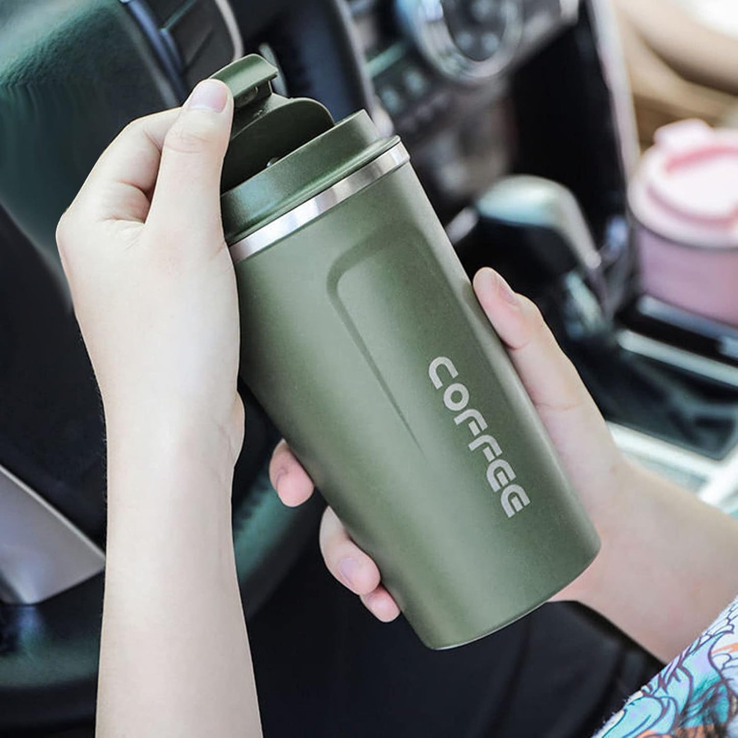 Vaso Térmico Digital 380ml Acero Inox. Verde