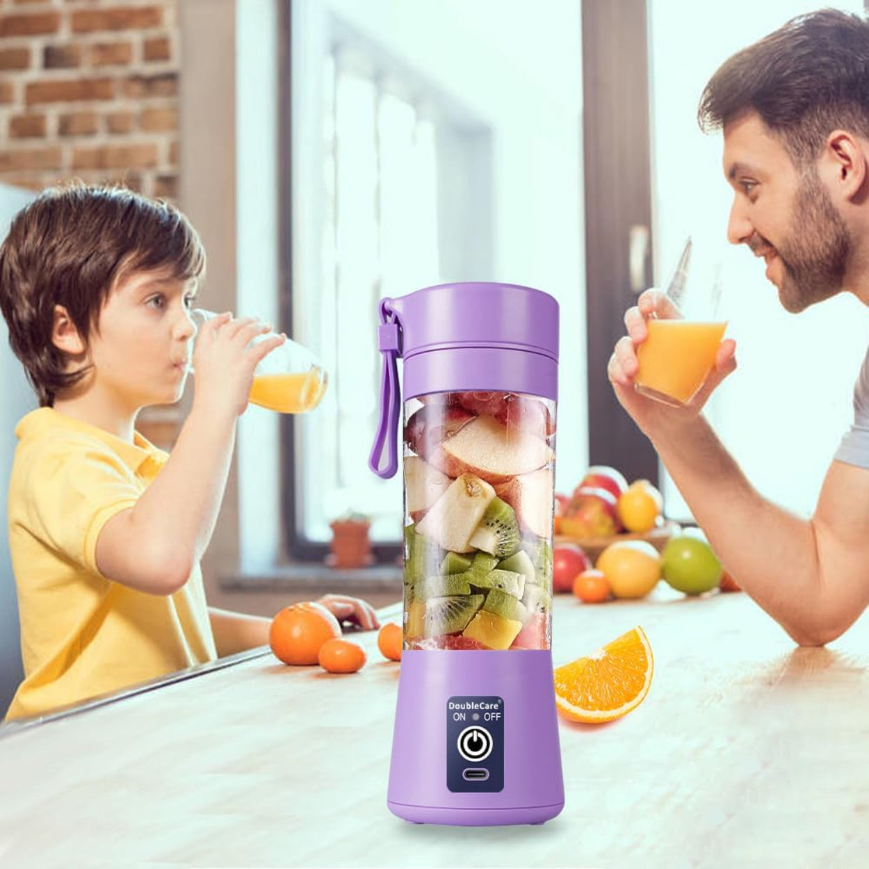 Juguera Licuadora 380ml Portátil USB Recargable Morado