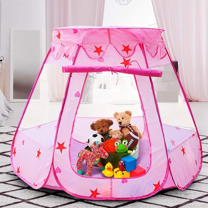 Carpa Hexagonal Plegable Portátil Niña Rosada 114x92cm