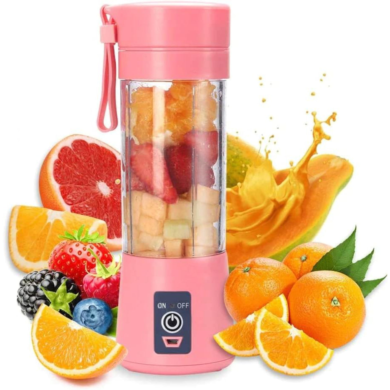 Juguera Licuadora 380ml Portátil USB Recargable Rosado