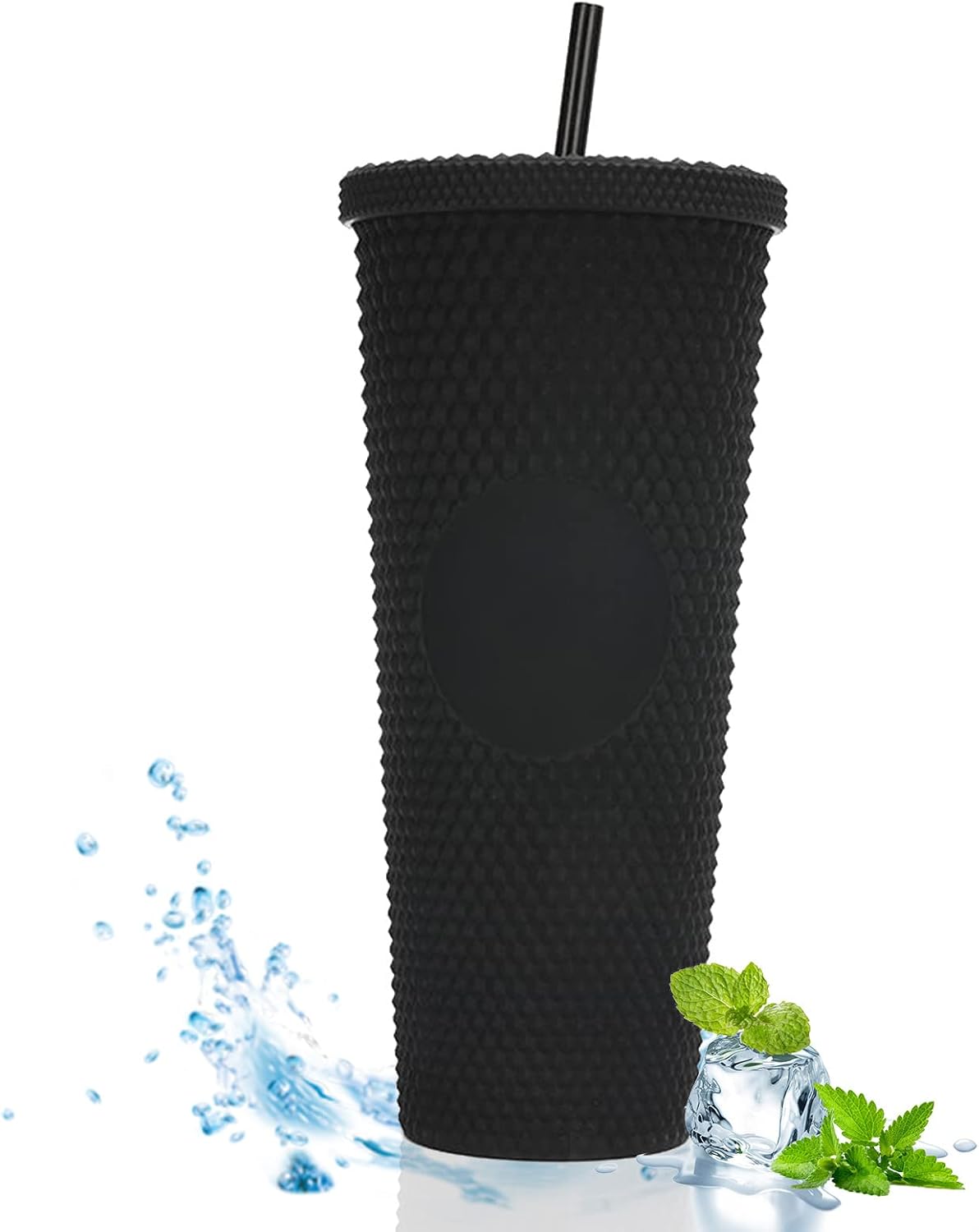 Pack 2 Vasos Tipo Starbucks 700+1000ml Bombilla Negros