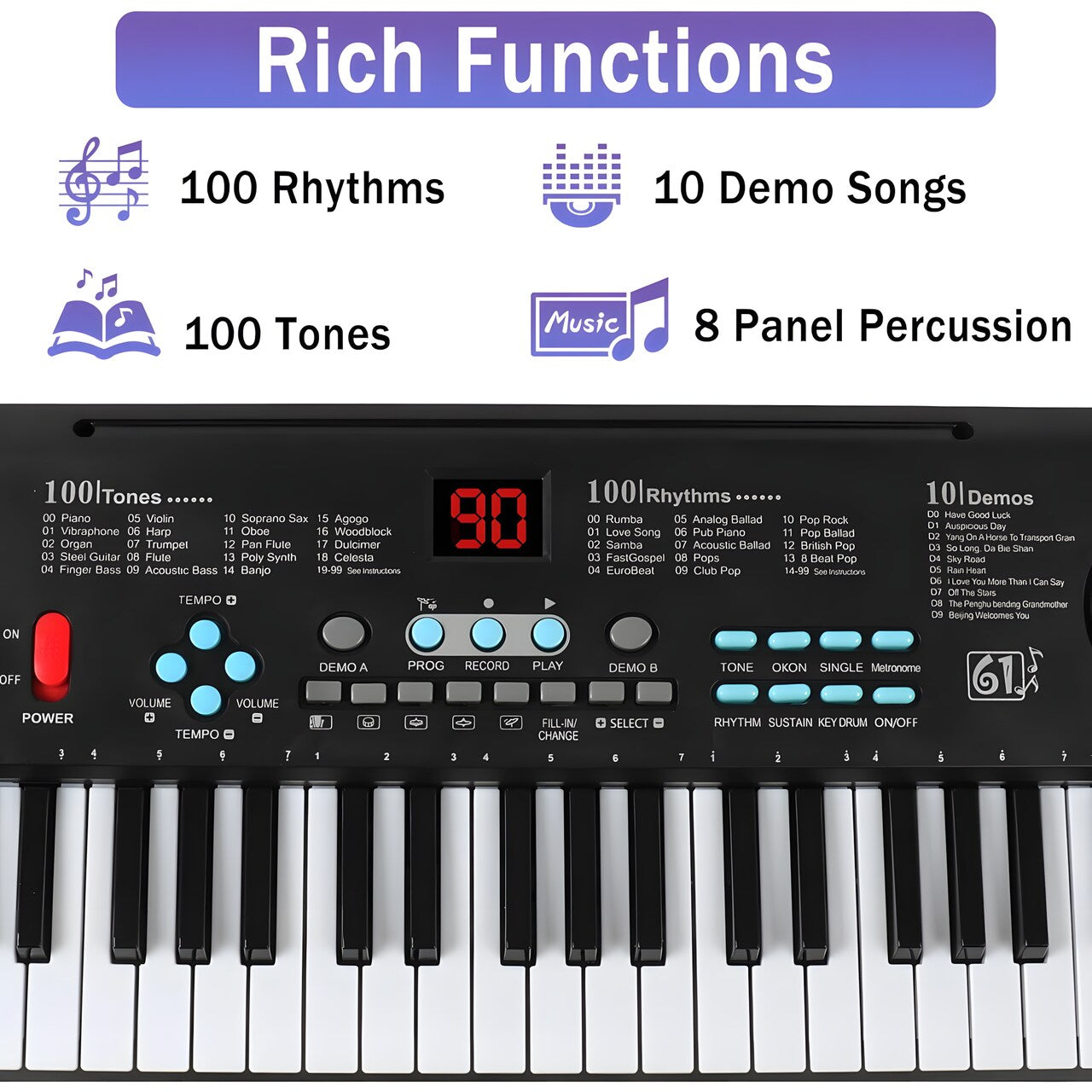 Teclado piano electrónico 61 teclas con micrófono