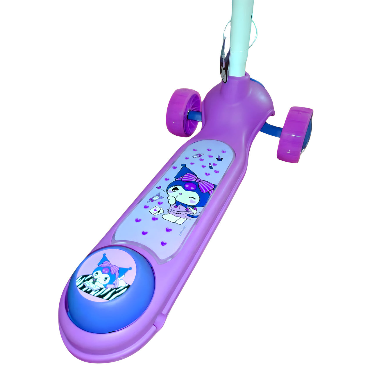 Scooter Monopatin Kuromi con Luces LED Ajustable Morada