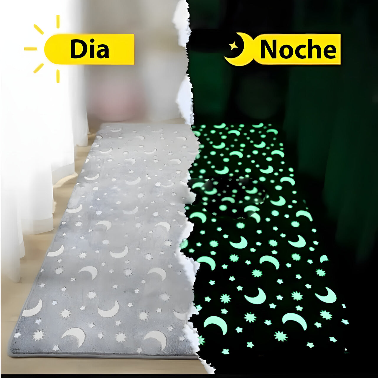 Alfombra Pasillera Luminosa 160x50cm Bajada Cama Noche Azul