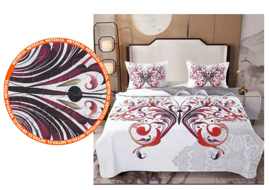 Cubrecama Cobertor Quilt 2 Plazas Mandala + 2 Fundas