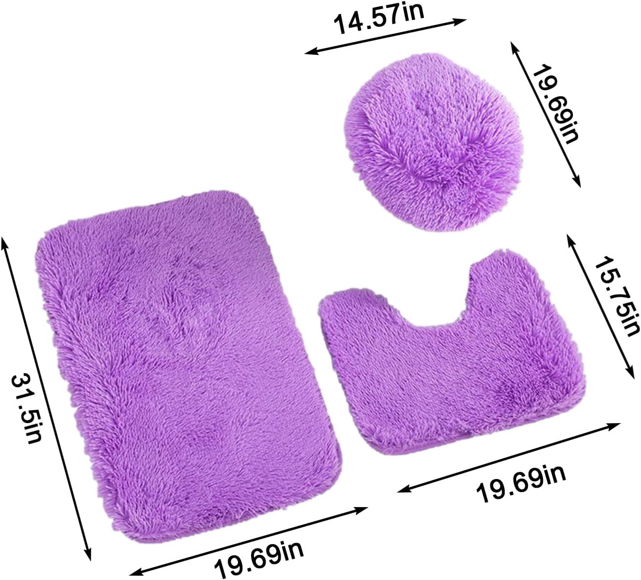 Set Baño Alfombra Peludito 3 Piezas Burdeo Netzo