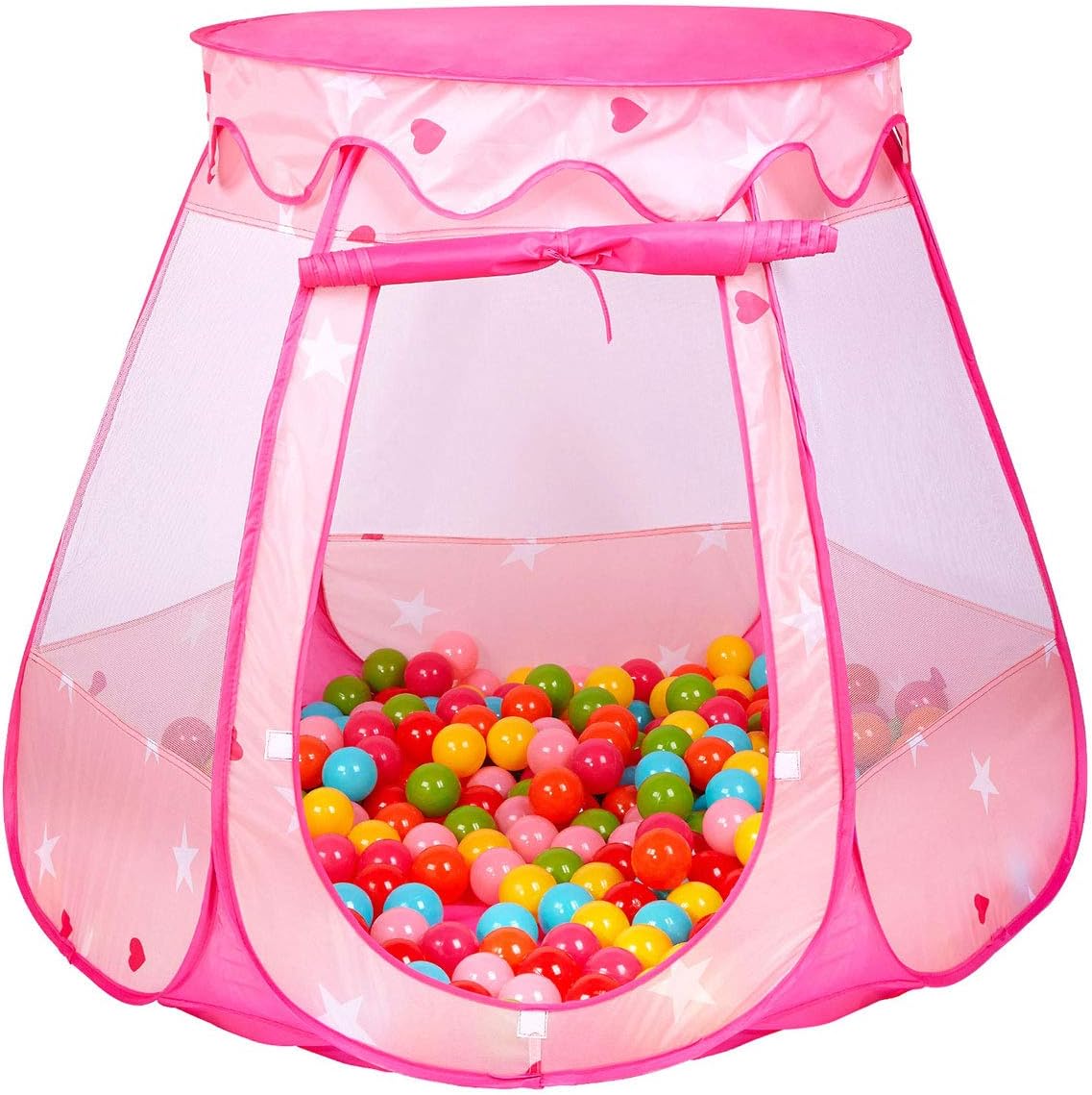 Carpa Hexagonal Plegable Portátil Niña Rosada 114x92cm