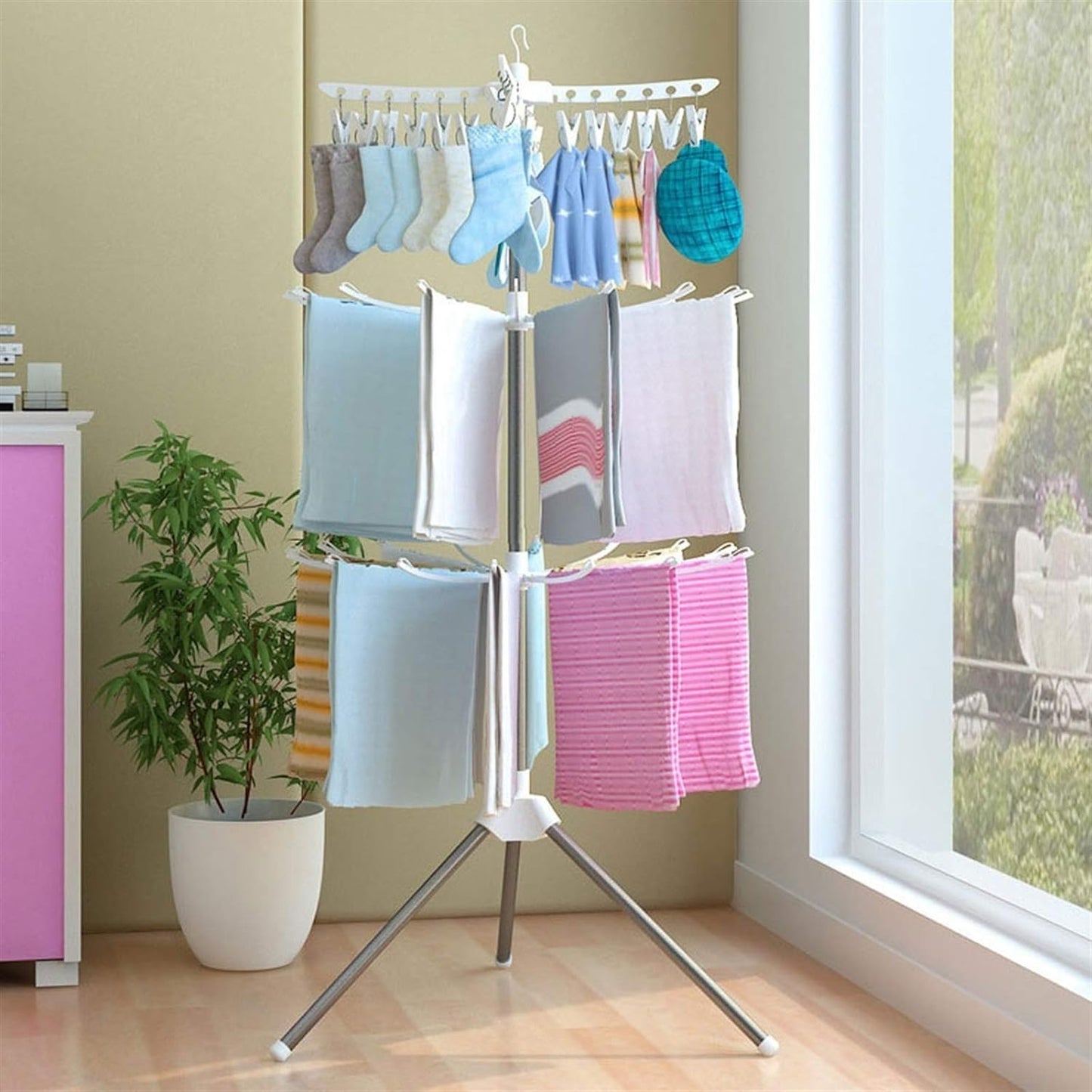 Tendedero Giratorio 3 Niveles 360° Regulable Plegable