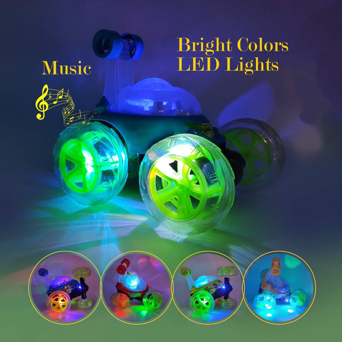 Auto Loco RC Stunt Car 360° | Luces Sonido Recargable