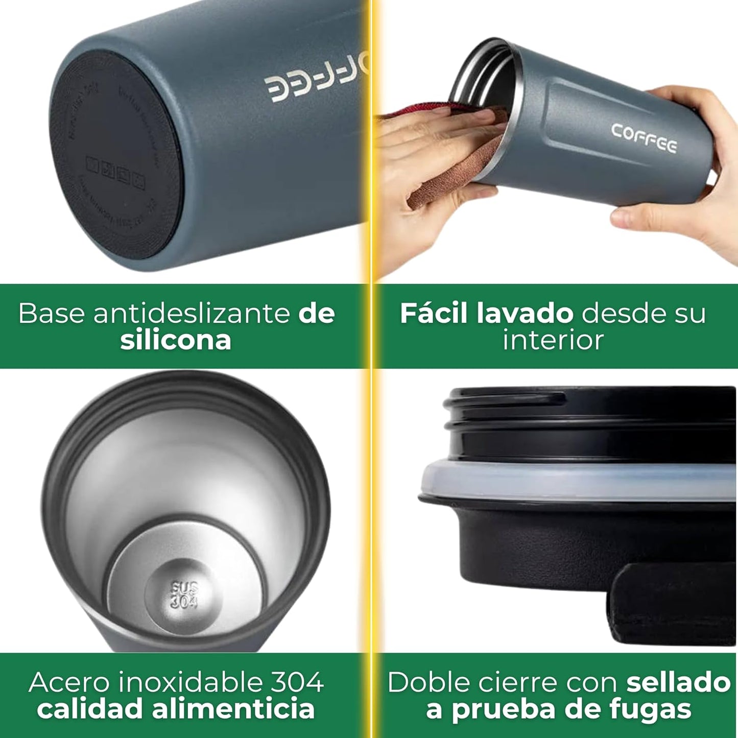 Vaso Térmico Digital 380ml Acero Inox. Negro