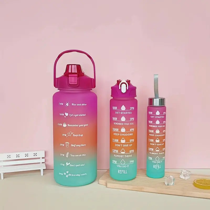 Set 3 Botellas Agua Motivacionales 2L 900ml 300ml