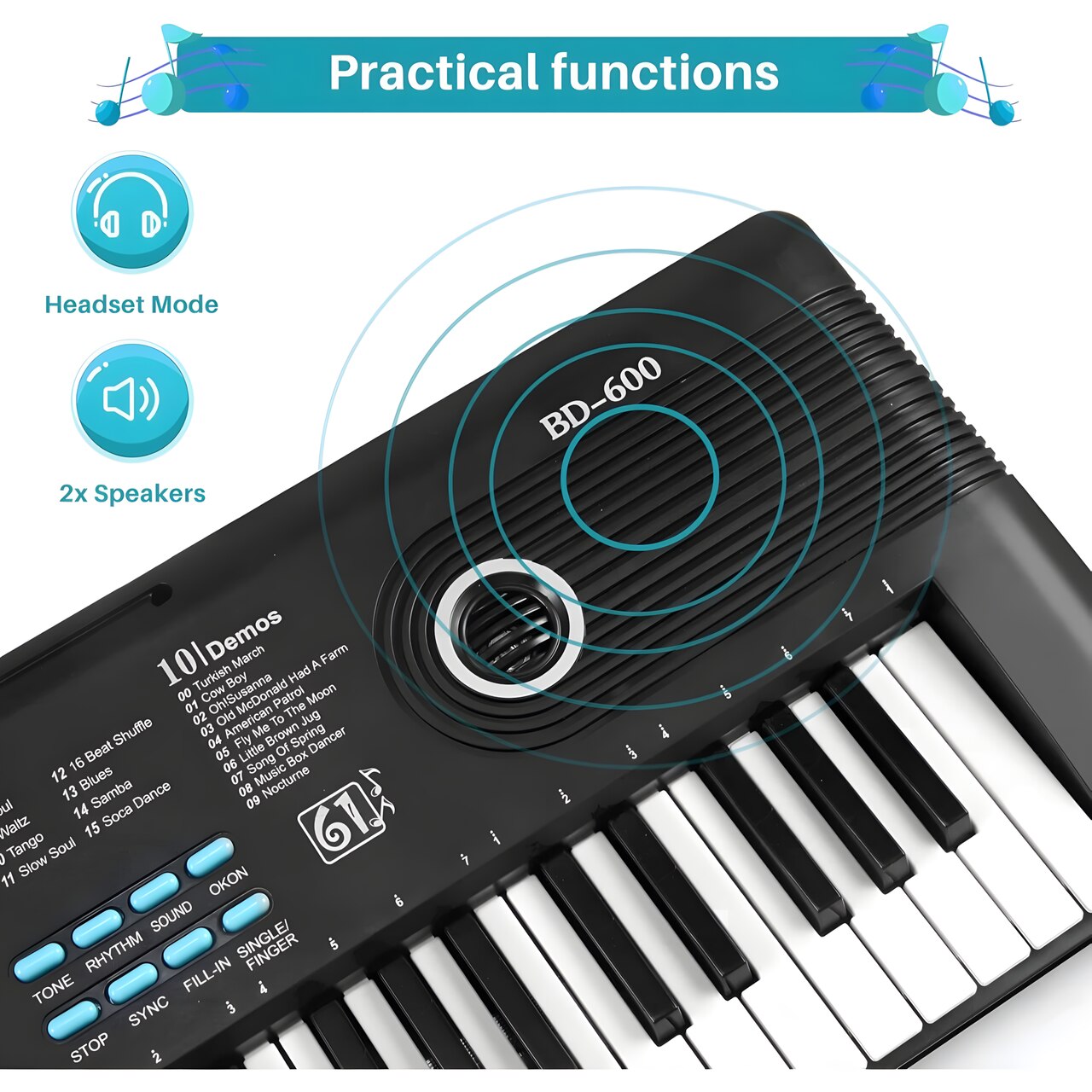 Teclado piano electrónico 61 teclas con micrófono
