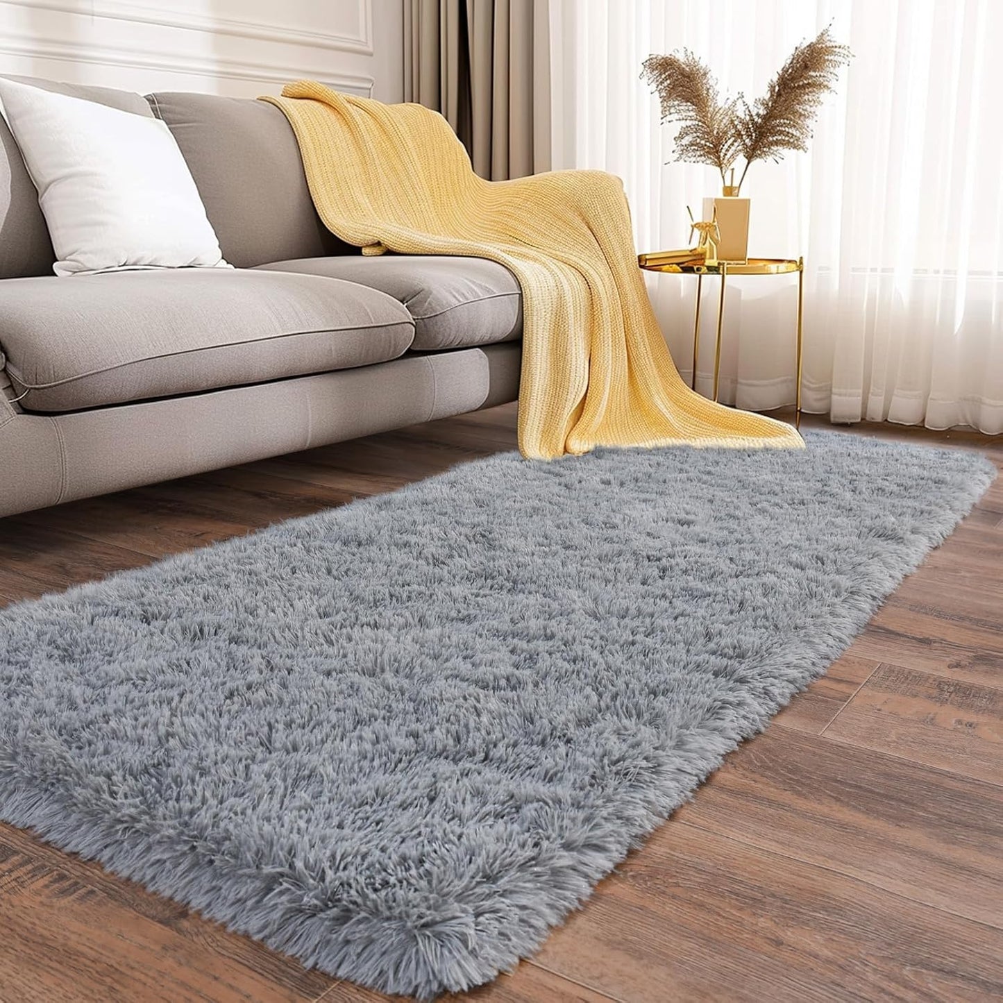 Alfombra Peludita Pasillera 50x200cm Decorativa Gris Clara